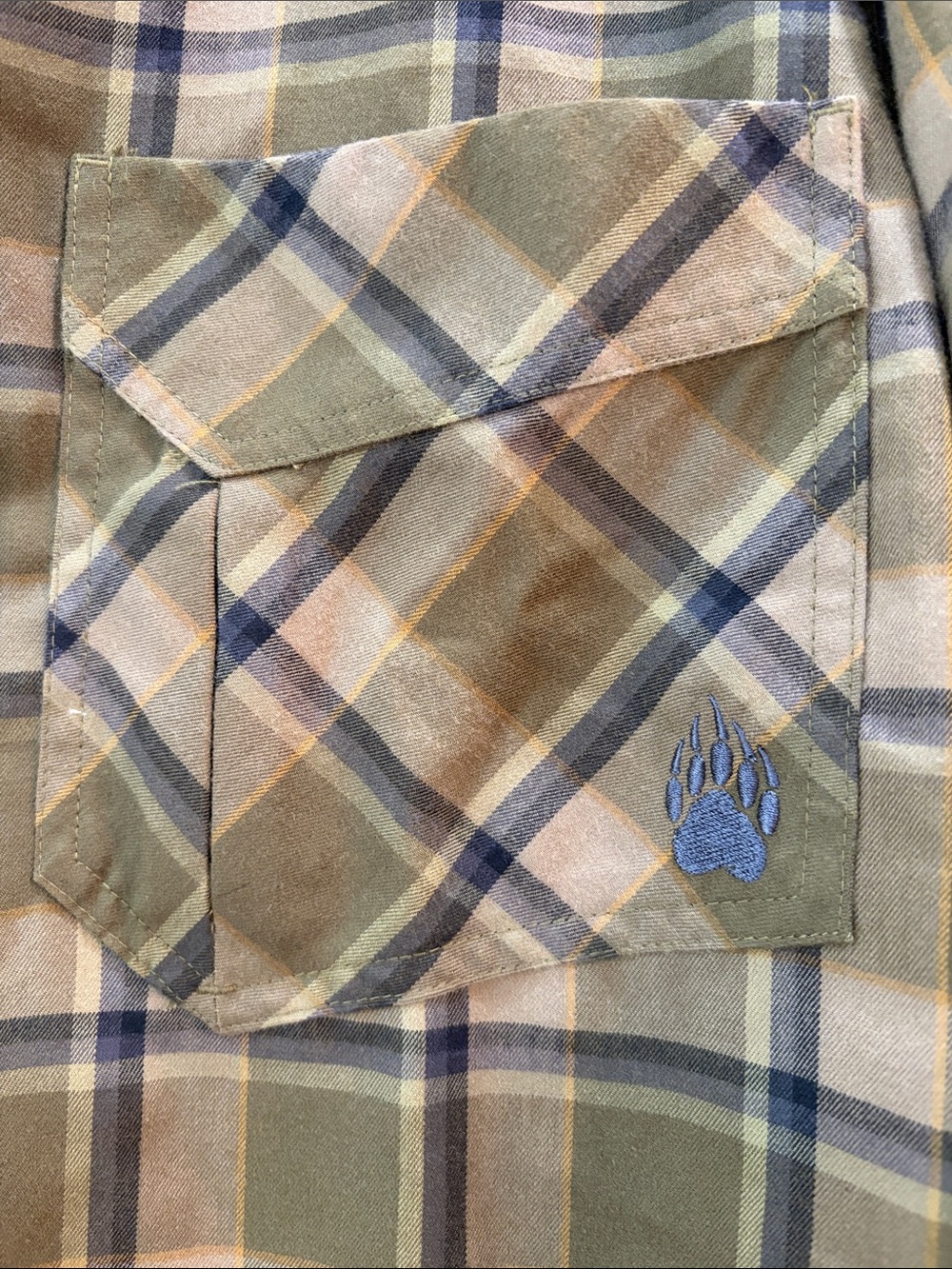 Olive Plaid Button-Down Shirt - Picture 2 of 7